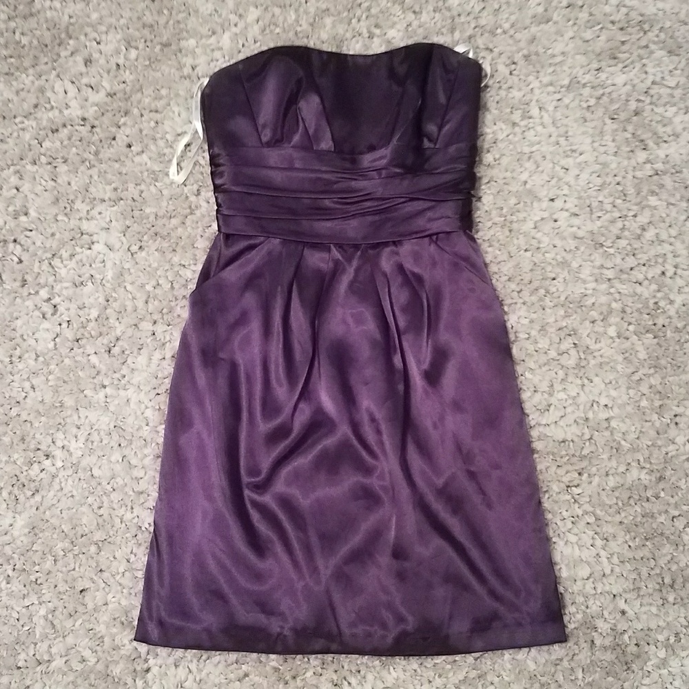 Purple strapless dress